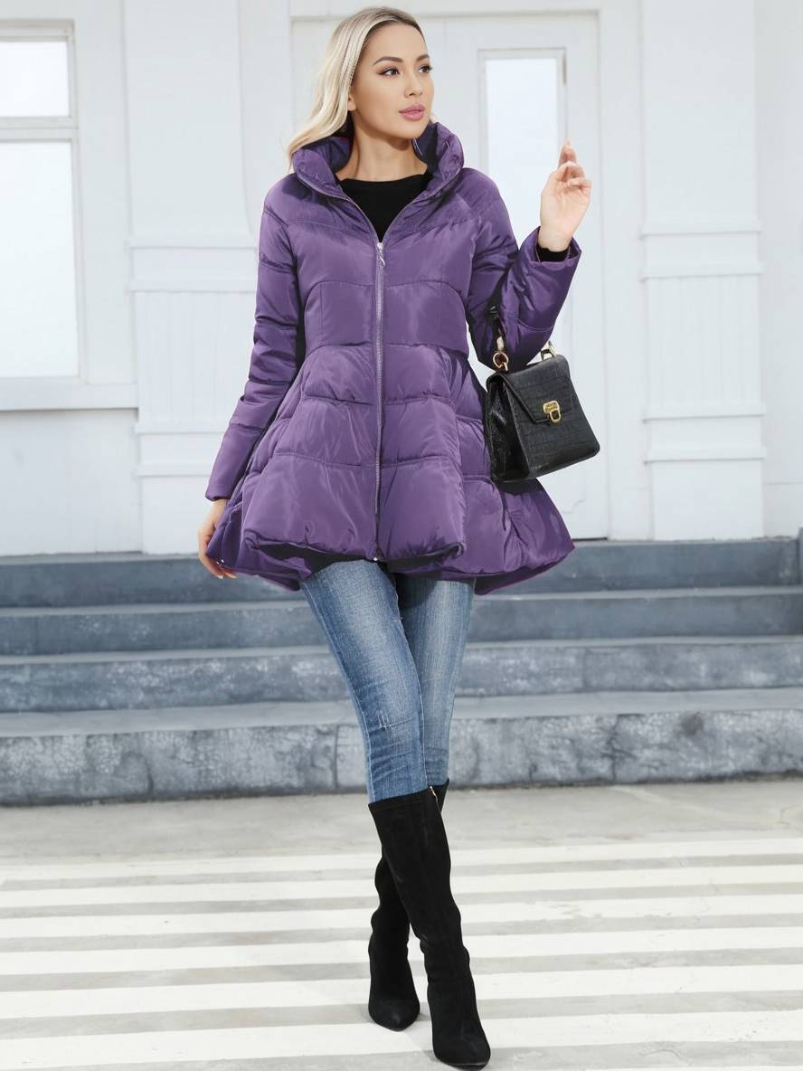 Levoire | Trench-Coat Midi Long Doudoune Trapèze Col Montant Nœud Ceinture Poches Femmes Vintage Mignon Veste
