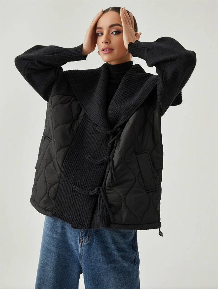 Levoire | Manteau En Coton Géométrique À Boutonnière, Poches, Col À Revers, Manches Longues, Dames, Décontracté, Coupe Ample