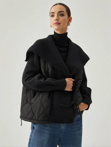 Levoire | Manteau En Coton Géométrique À Boutonnière, Poches, Col À Revers, Manches Longues, Dames, Décontracté, Coupe Ample