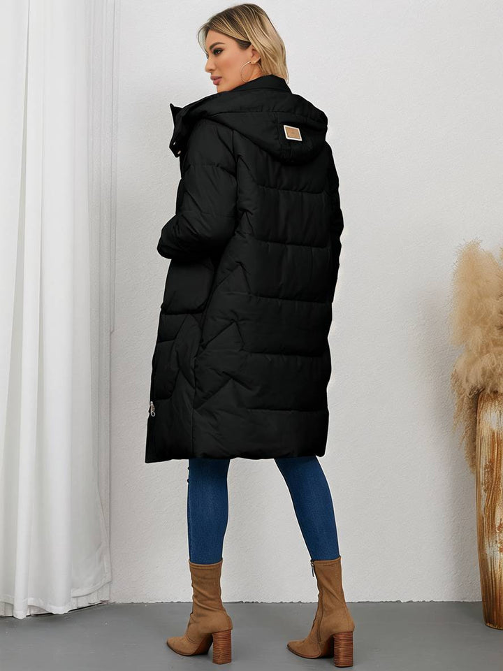 Levoire | Manteau Doudoune Uni Plus Long Avec Col Montant, Fermeture Éclair, Patte De Boutonnage, Poches Pour Femmes, Élégant, Décontracté, Veste