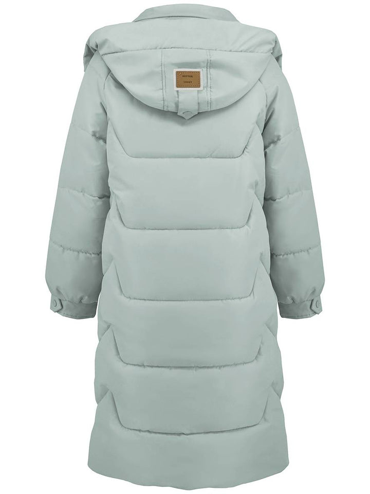 Levoire | Manteau Doudoune Uni Plus Long Avec Col Montant, Fermeture Éclair, Patte De Boutonnage, Poches Pour Femmes, Élégant, Décontracté, Veste