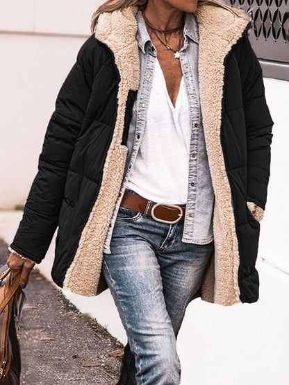 Levoire | Veste D'Hiver Courte En Doudoune Avec Capuche Et Poches Pour Femmes Élégante Décontractée Oversized Noir