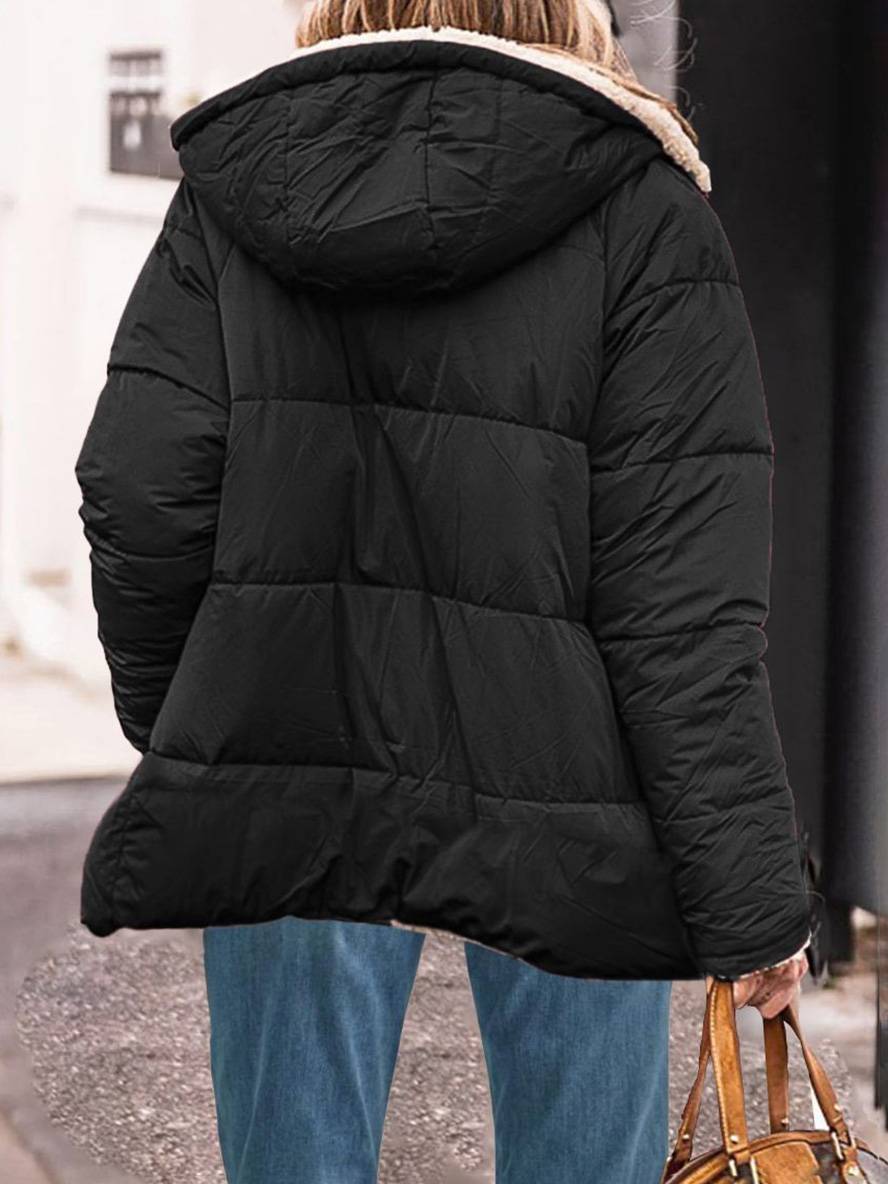 Levoire | Veste D'Hiver Courte En Doudoune Avec Capuche Et Poches Pour Femmes Élégante Décontractée Oversized