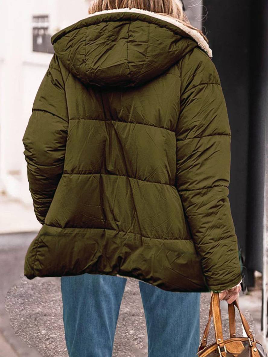 Levoire | Veste D'Hiver Courte En Doudoune Avec Capuche Et Poches Pour Femmes Élégante Décontractée Oversized