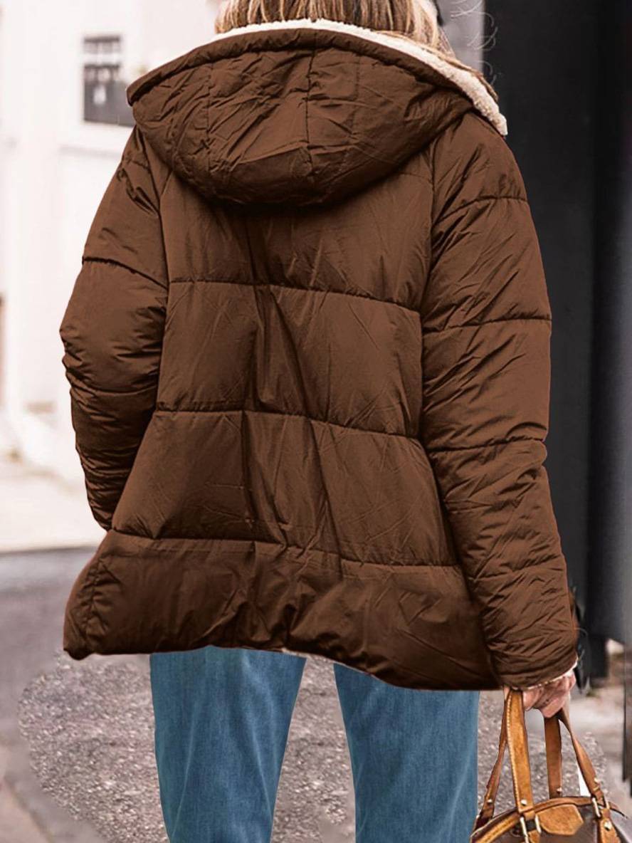 Levoire | Veste D'Hiver Courte En Doudoune Avec Capuche Et Poches Pour Femmes Élégante Décontractée Oversized