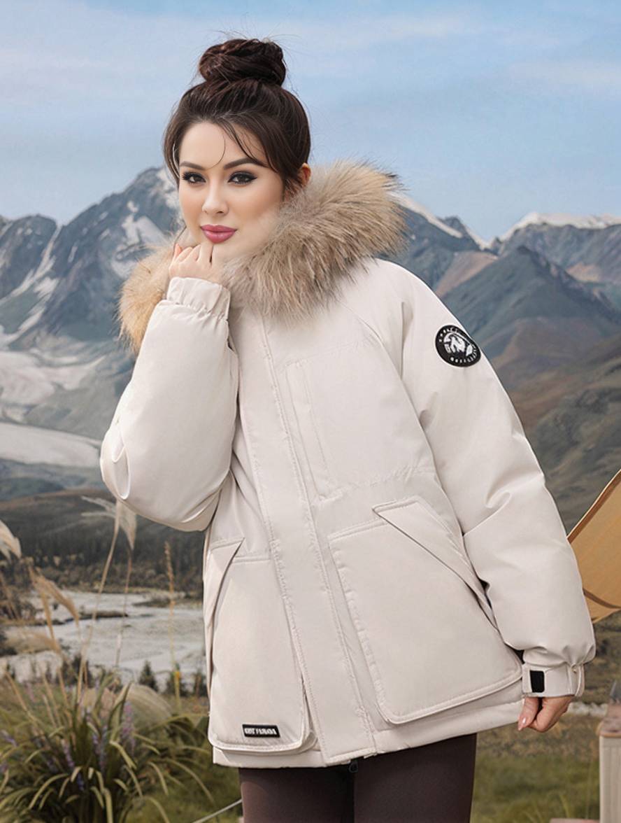 Levoire | Parka Avec Capuche Fermeture Éclair Poches Manches Longues Femmes Élégant Décontracté Ample Casual Manteau D'Hiver