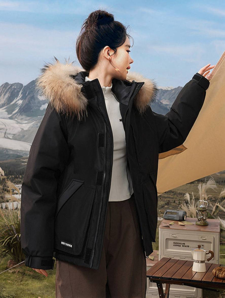 Levoire | Parka Avec Capuche Fermeture Éclair Poches Manches Longues Femmes Élégant Décontracté Ample Casual Manteau D'Hiver