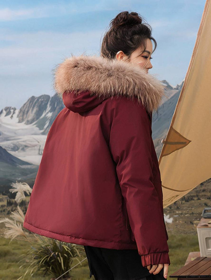 Levoire | Parka Avec Capuche Fermeture Éclair Poches Manches Longues Femmes Élégant Décontracté Ample Casual Manteau D'Hiver