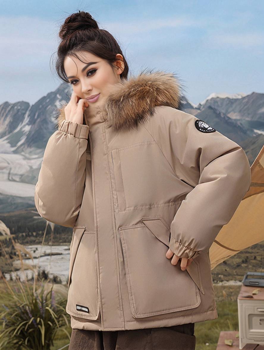 Levoire | Parka Avec Capuche Fermeture Éclair Poches Manches Longues Femmes Élégant Décontracté Ample Casual Manteau D'Hiver
