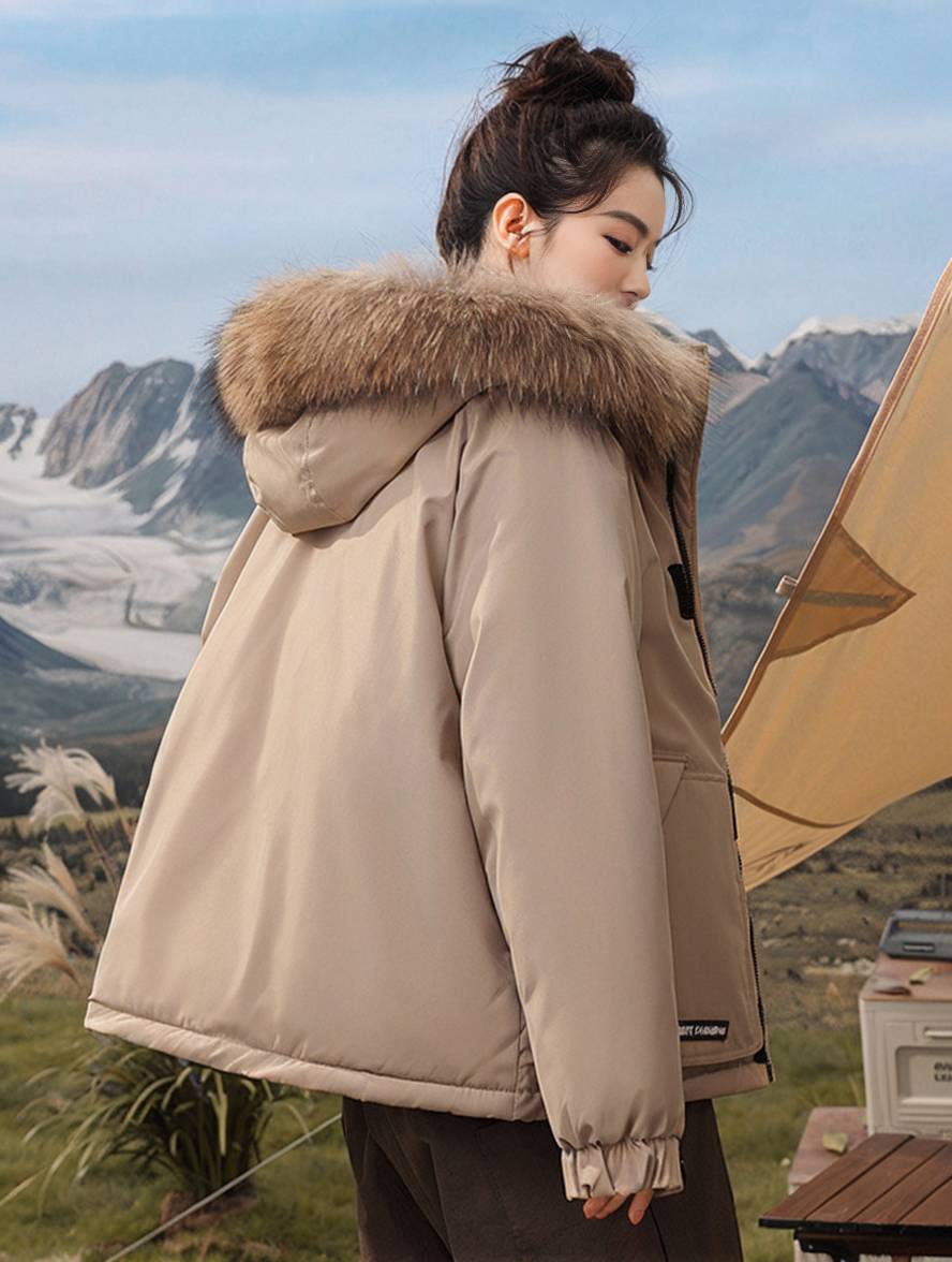 Levoire | Parka Avec Capuche Fermeture Éclair Poches Manches Longues Femmes Élégant Décontracté Ample Casual Manteau D'Hiver