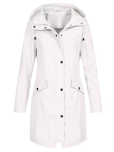 Levoire | Parka Mi-Long À Capuche Uni Fermeture Éclair Fermeture À Boutons Poches Manches Longues Manteau De Loisirs Pour Femmes