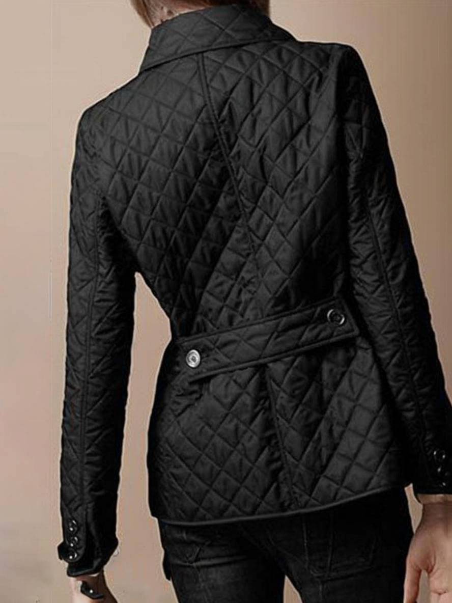 Levoire | Manteau Court Uni Avec Poches À Boutons Revers Manches Longues Femme Veste Décontractée Élégante