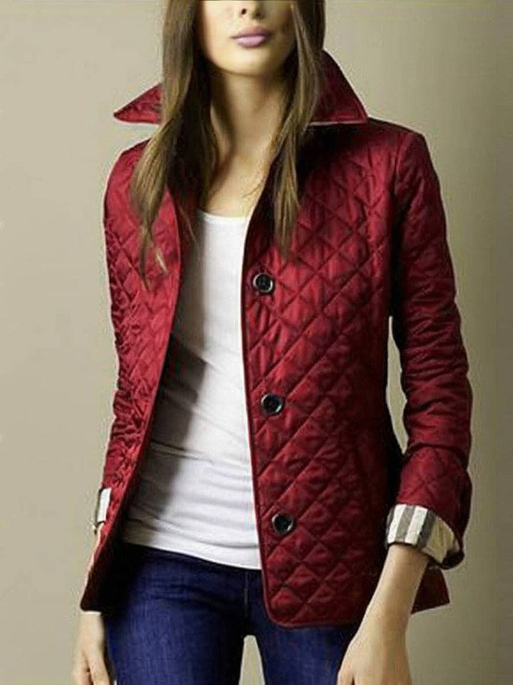 Levoire | Manteau Court Uni Avec Poches À Boutons Revers Manches Longues Femme Veste Décontractée Élégante Bordeaux