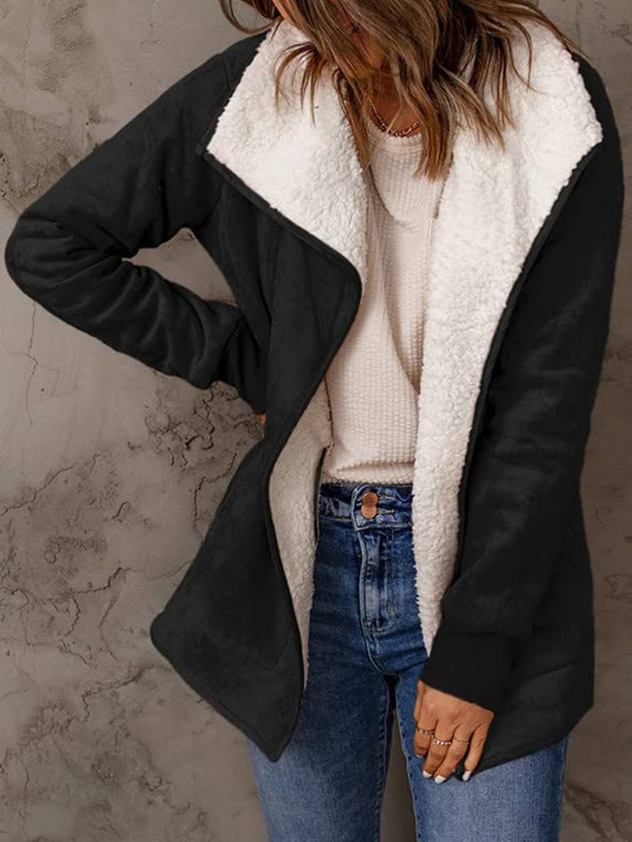 Levoire | Manteau En Daim Poches Manches Longues Femme Mode Décontractée Loisirs Hiver Veste