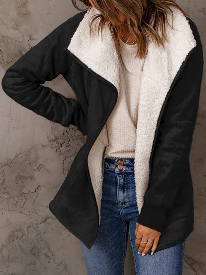 Levoire | Manteau En Daim Poches Manches Longues Femme Mode Décontractée Loisirs Hiver Veste