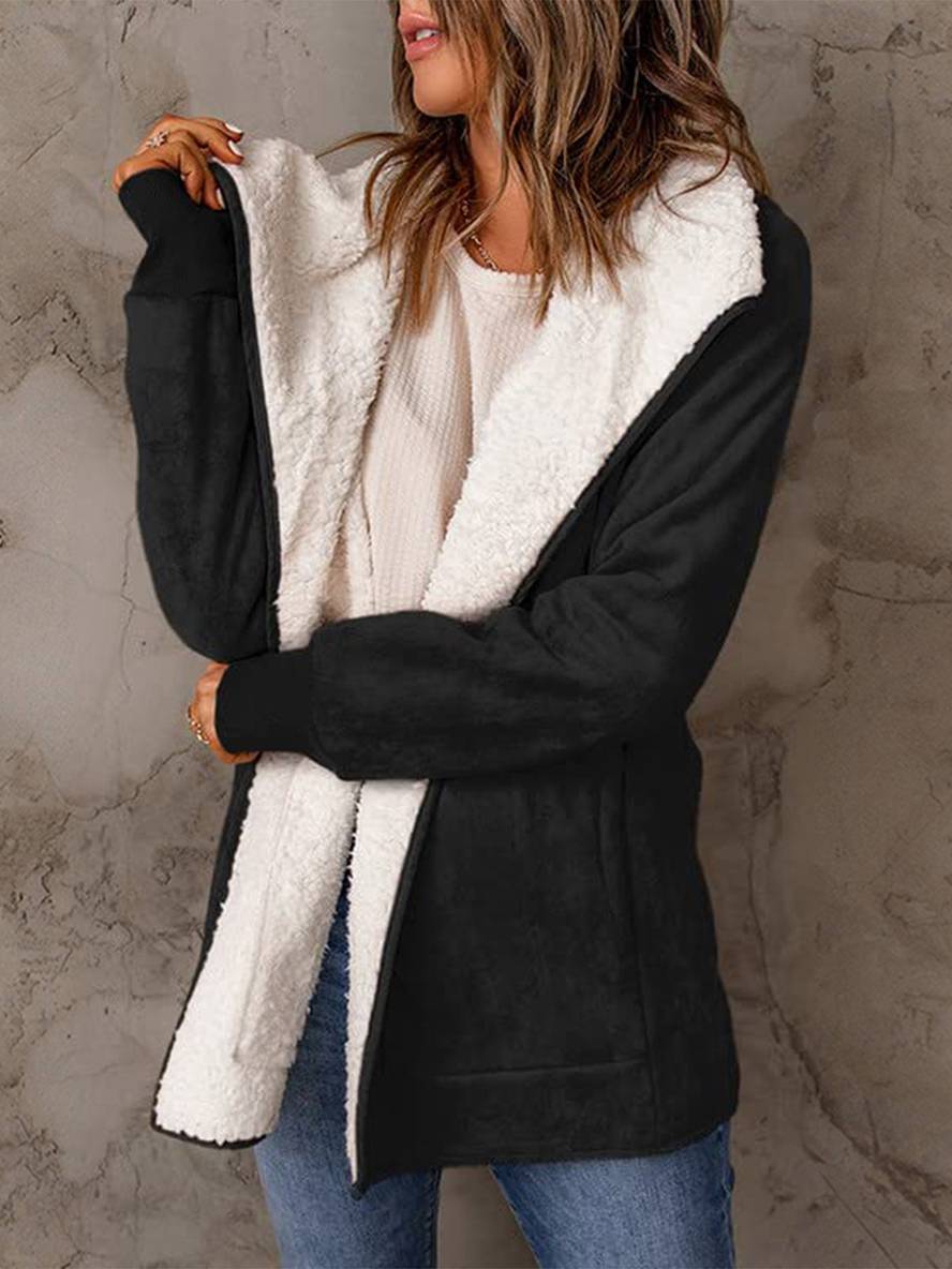 Levoire | Manteau En Daim Poches Manches Longues Femme Mode Décontractée Loisirs Hiver Veste