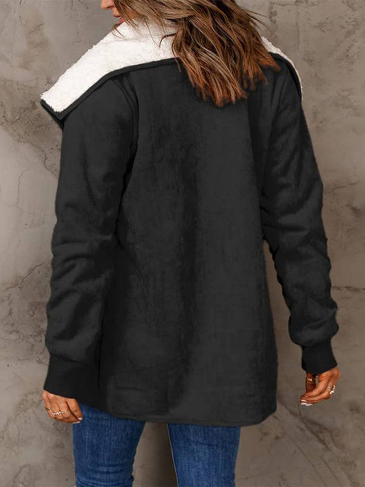 Levoire | Manteau En Daim Poches Manches Longues Femme Mode Décontractée Loisirs Hiver Veste