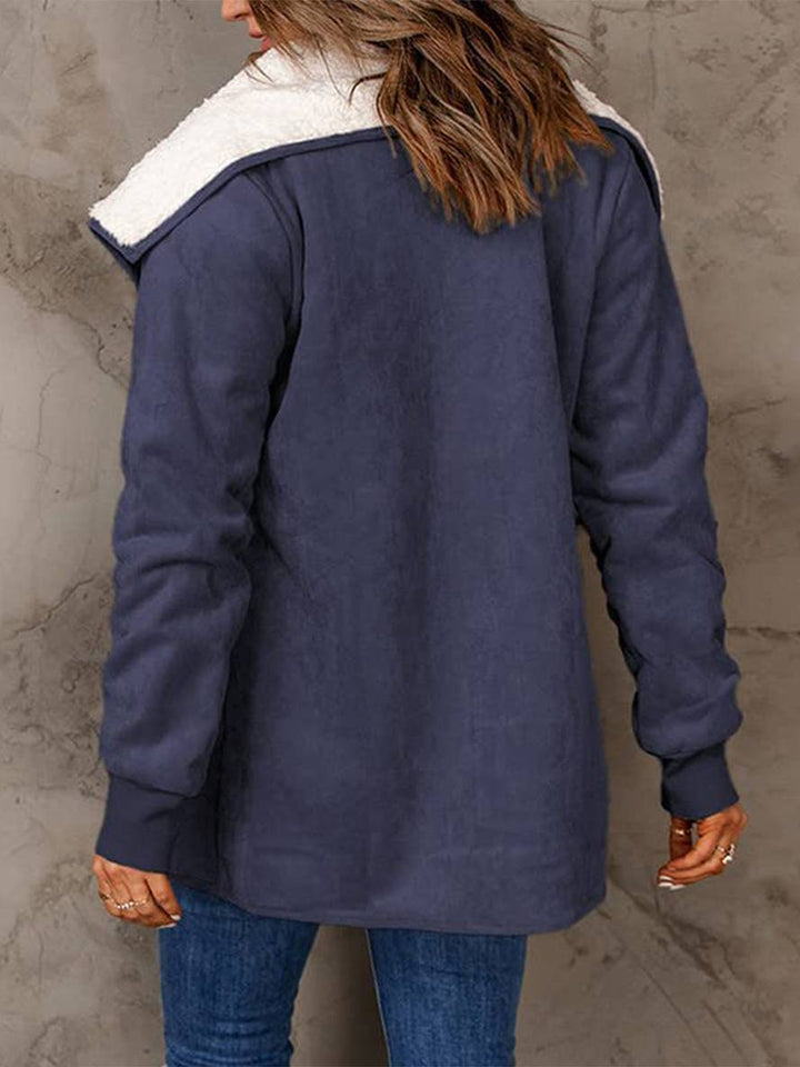 Levoire | Manteau En Daim Poches Manches Longues Femme Mode Décontractée Loisirs Hiver Veste