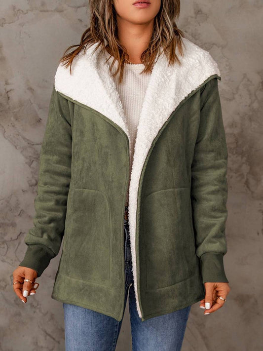 Levoire | Manteau En Daim Poches Manches Longues Femme Mode Décontractée Loisirs Hiver Veste