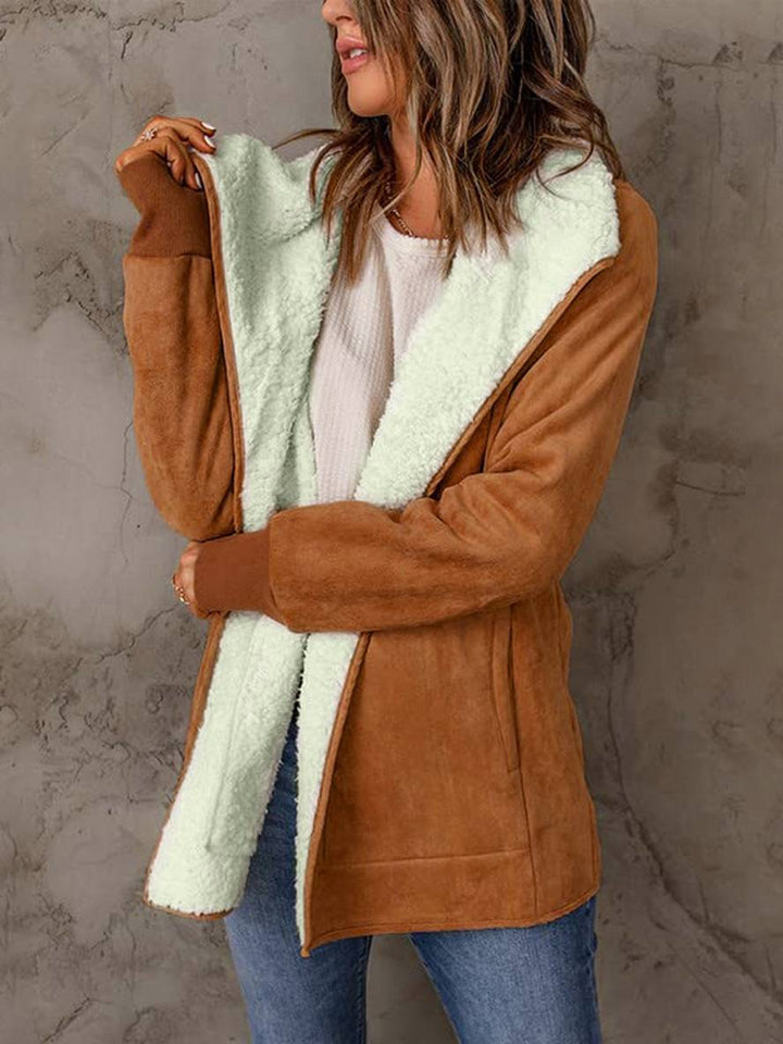 Levoire | Manteau En Daim Poches Manches Longues Femme Mode Décontractée Loisirs Hiver Veste