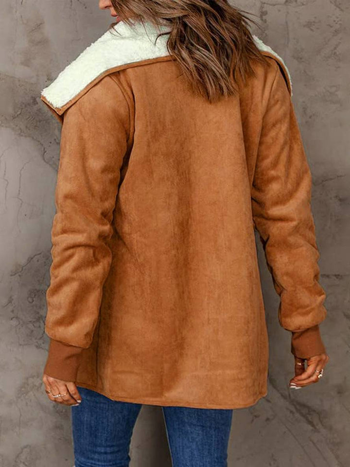 Levoire | Manteau En Daim Poches Manches Longues Femme Mode Décontractée Loisirs Hiver Veste