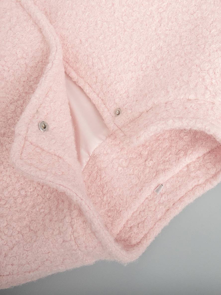 Levoire | Manteau Bouton Poches Col Montant Épaules Pli Élegant Décontracté Doux Hiver Veste