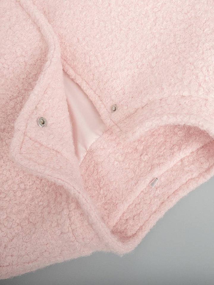 Levoire | Manteau Bouton Poches Col Montant Épaules Pli Élegant Décontracté Doux Hiver Veste