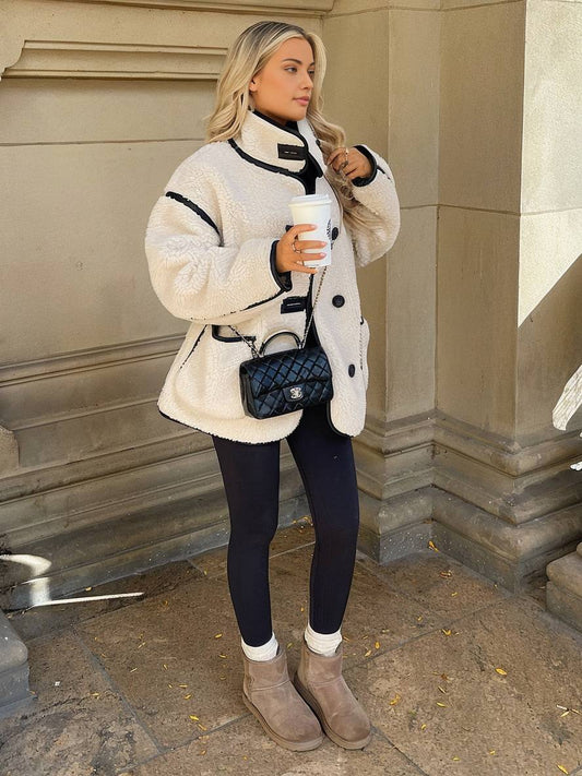 Levoire | Veste En Polaire À Col Montant, Patte De Boutonnage, Poches, Manches Longues, Femme, Loisirs, Grande Taille, Manteau D'Hiver