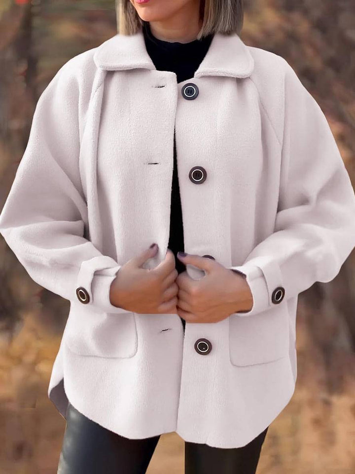 Levoire | Manteau En Fourrure Fermeture À Bouton Poches Col À Revers Manches Longues Femme Élégant Décontracté Veste Oversize Blanc