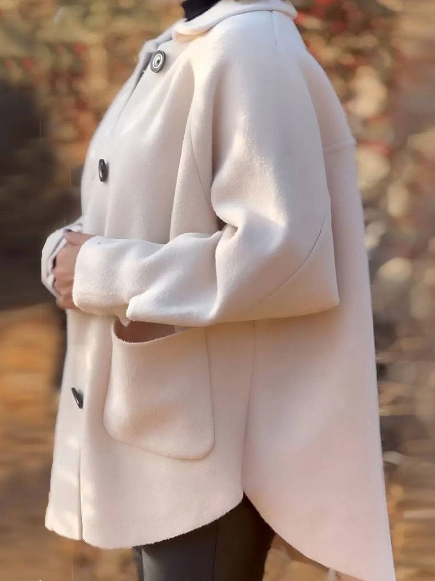 Levoire | Manteau En Fourrure Fermeture À Bouton Poches Col À Revers Manches Longues Femme Élégant Décontracté Veste Oversize