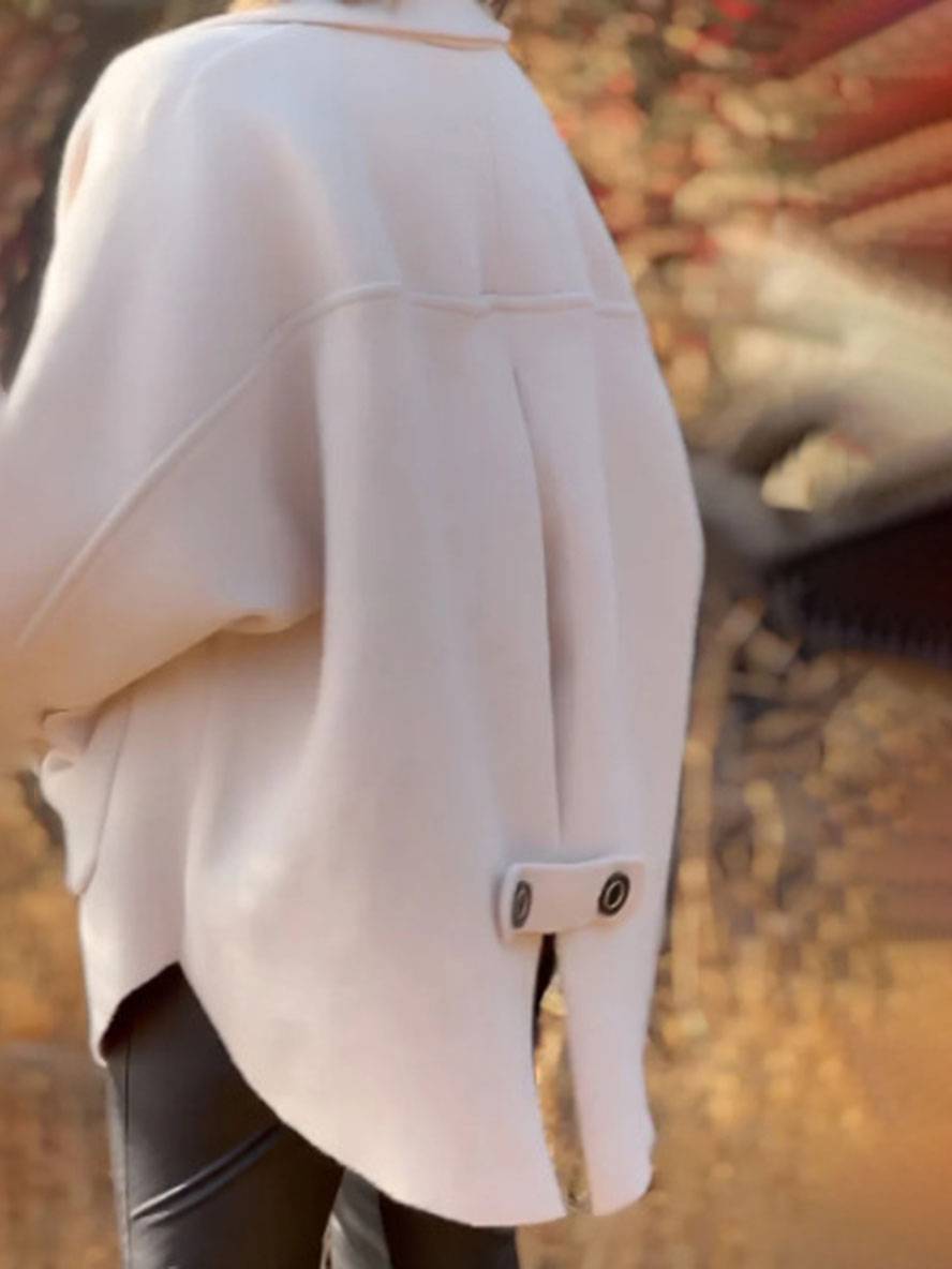 Levoire | Manteau En Fourrure Fermeture À Bouton Poches Col À Revers Manches Longues Femme Élégant Décontracté Veste Oversize