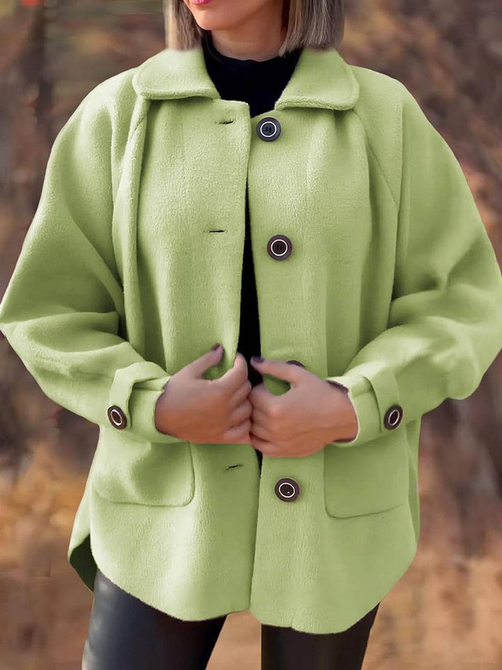 Levoire | Manteau En Fourrure Fermeture À Bouton Poches Col À Revers Manches Longues Femme Élégant Décontracté Veste Oversize Vert