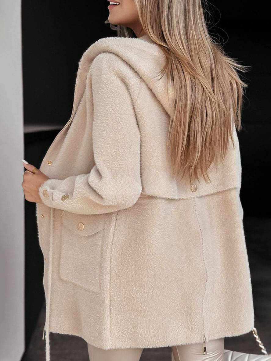 Levoire | Manteau Médiéval Avec Capuche Poches Zippées Manches Longues Femme Mode Élégante De Loisirs Veste De Loisirs