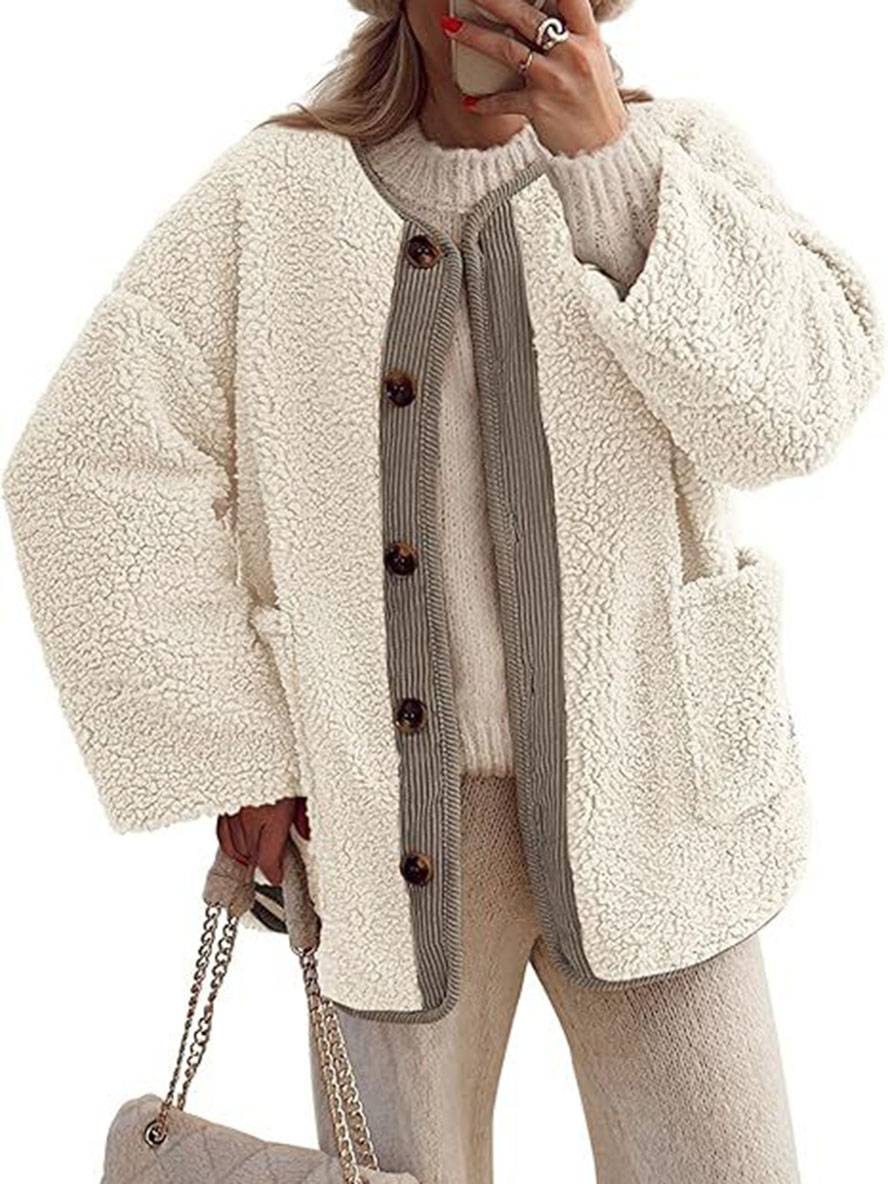 Levoire | Manteau En Velours Côtelé Avec Boutons Poches Col Rond Manches Longues Femmes Mode Décontractée Élégante Veste De Loisir Beige