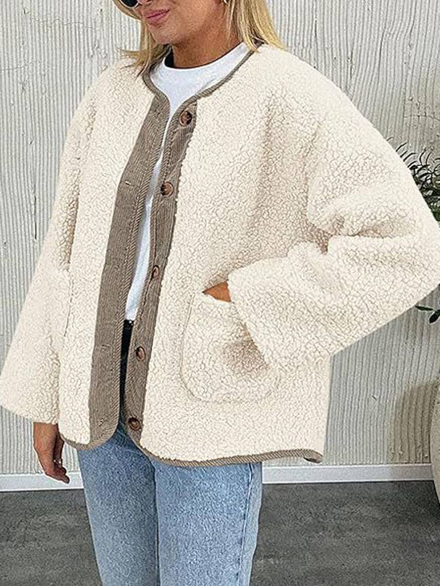 Levoire | Manteau En Velours Côtelé Avec Boutons Poches Col Rond Manches Longues Femmes Mode Décontractée Élégante Veste De Loisir