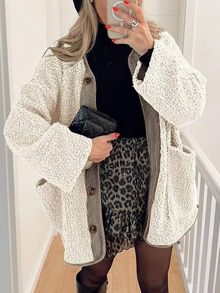 Levoire | Manteau En Velours Côtelé Avec Boutons Poches Col Rond Manches Longues Femmes Mode Décontractée Élégante Veste De Loisir