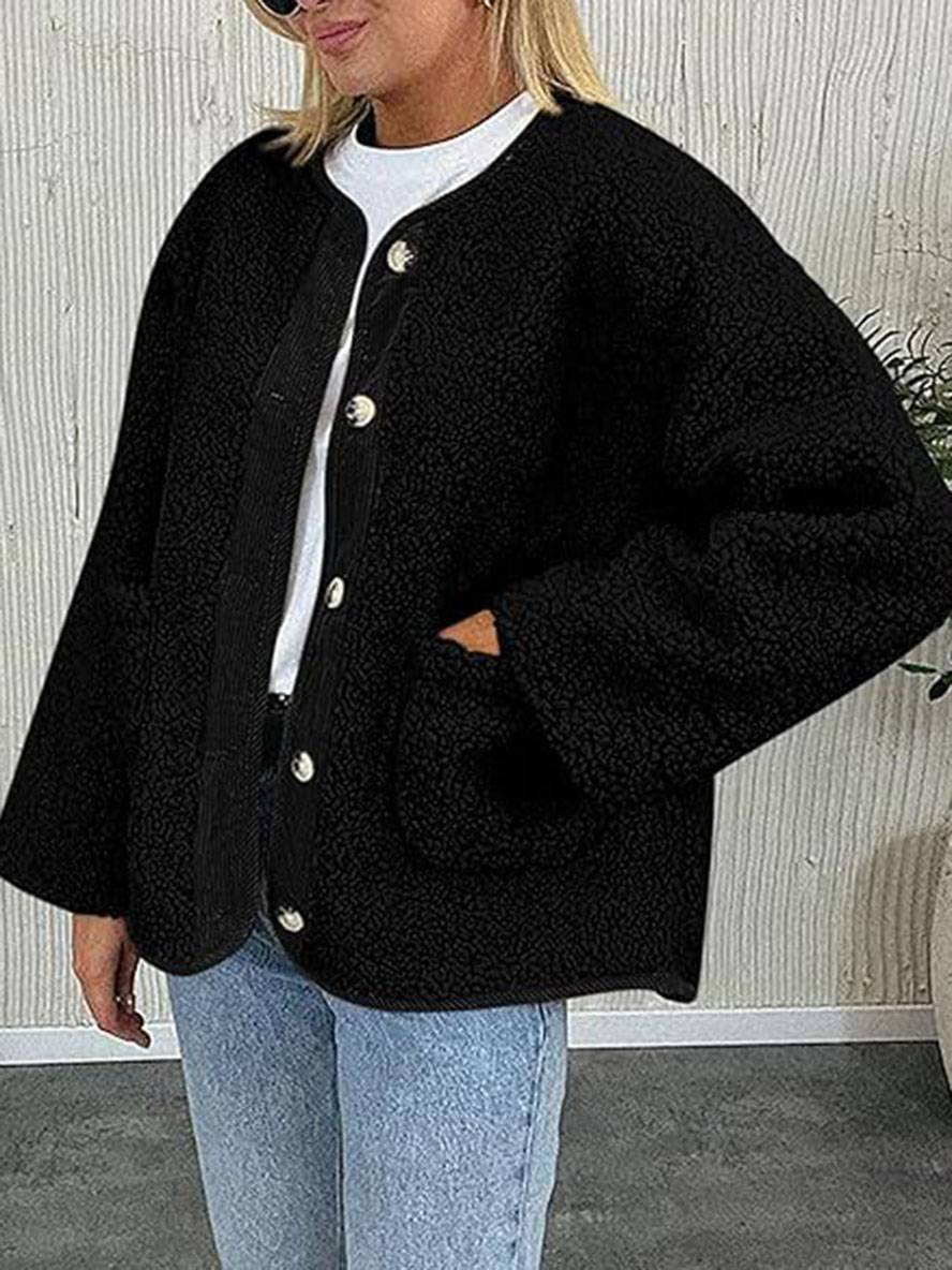 Levoire | Manteau En Velours Côtelé Avec Boutons Poches Col Rond Manches Longues Femmes Mode Décontractée Élégante Veste De Loisir