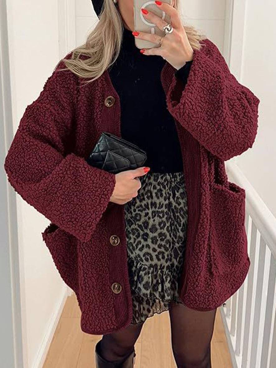 Levoire | Manteau En Velours Côtelé Avec Boutons Poches Col Rond Manches Longues Femmes Mode Décontractée Élégante Veste De Loisir