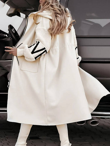 Levoire | Manteau Long Avec Capuche Poches Lettres Manches Longues Pour Femmes Élégant Décontracté Oversized Pull Cardigan