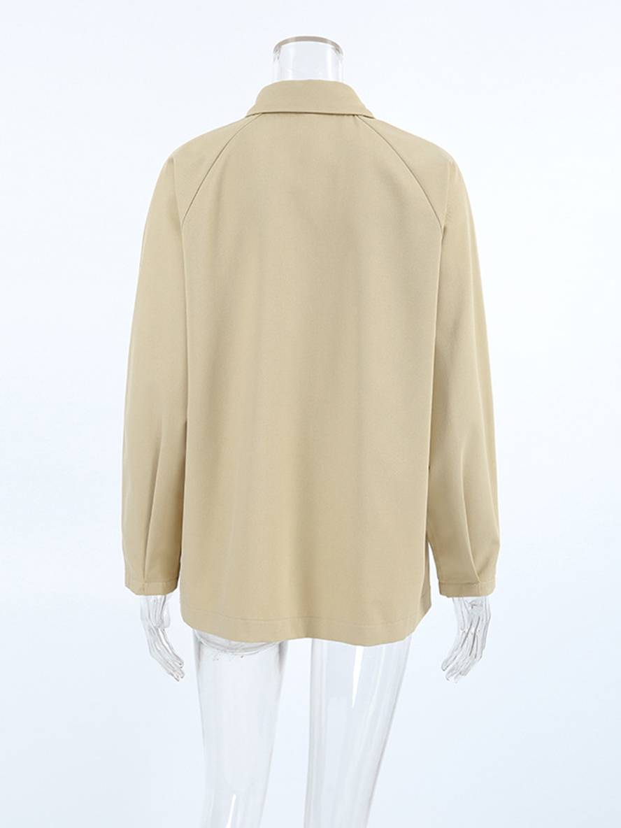 Levoire | Trench-Coat Court Unicolore À Fermeture À Bouton Col Revers Manches Longues Femme Élégant Veste De Loisirs