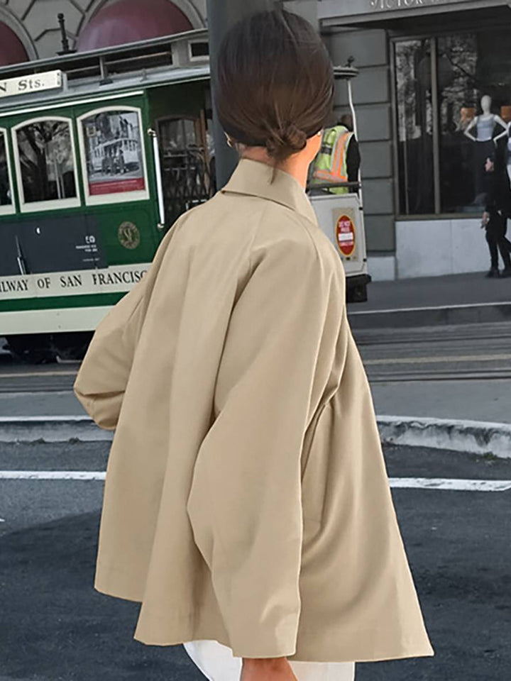 Levoire | Trench-Coat Court Unicolore À Fermeture À Bouton Col Revers Manches Longues Femme Élégant Veste De Loisirs