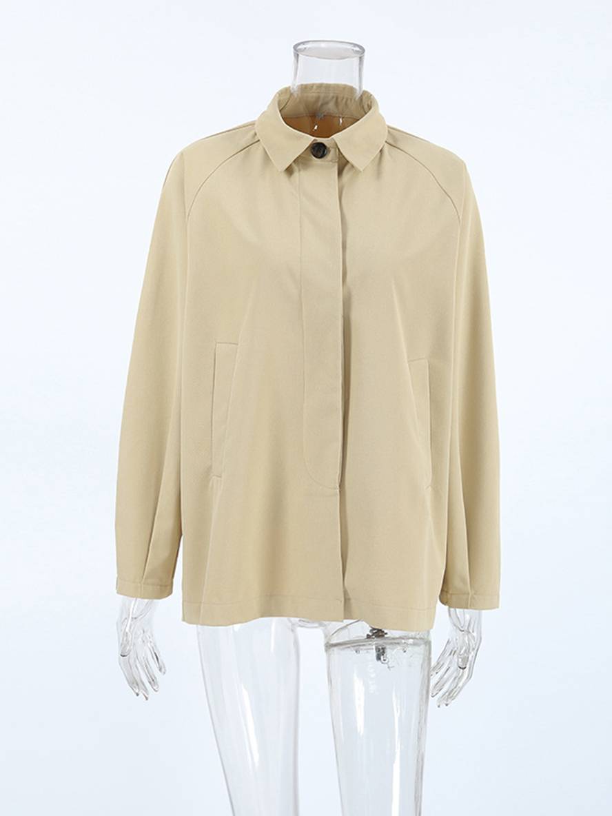 Levoire | Trench-Coat Court Unicolore À Fermeture À Bouton Col Revers Manches Longues Femme Élégant Veste De Loisirs