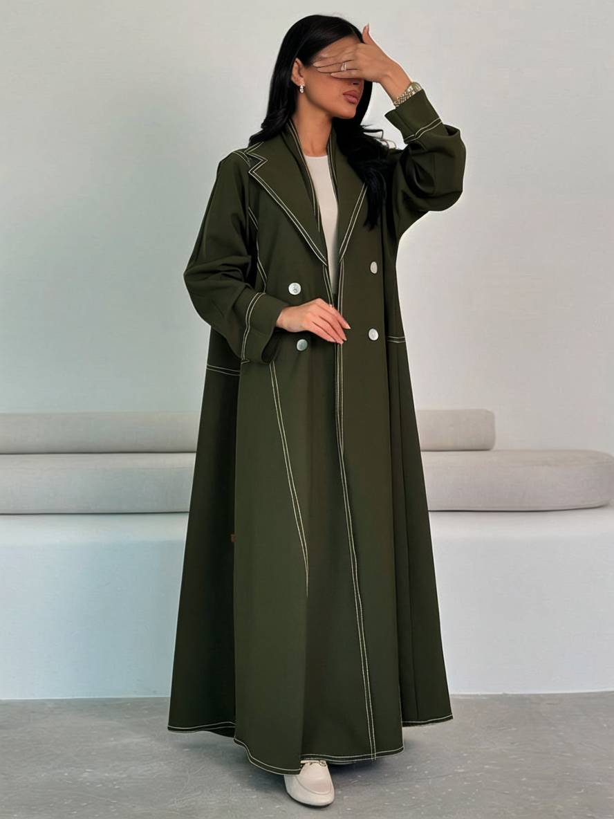 Levoire | Manteau Unicolor Long Doublé Col Revers Manches Longues Femmes Élégant Décontracté Large