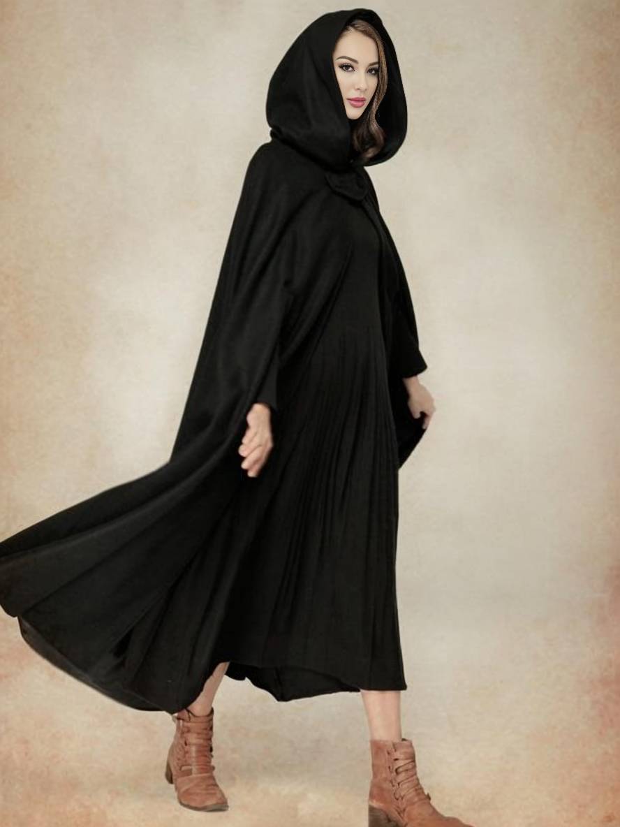 Levoire | Long Poncho Manteau Avec Capuche Asymétrique Mode Femme Vintage Cape