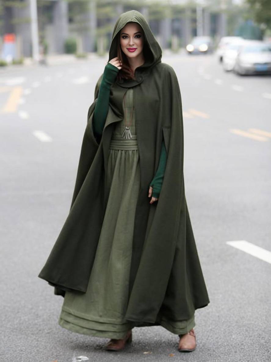 Levoire | Long Poncho Manteau Avec Capuche Asymétrique Mode Femme Vintage Cape