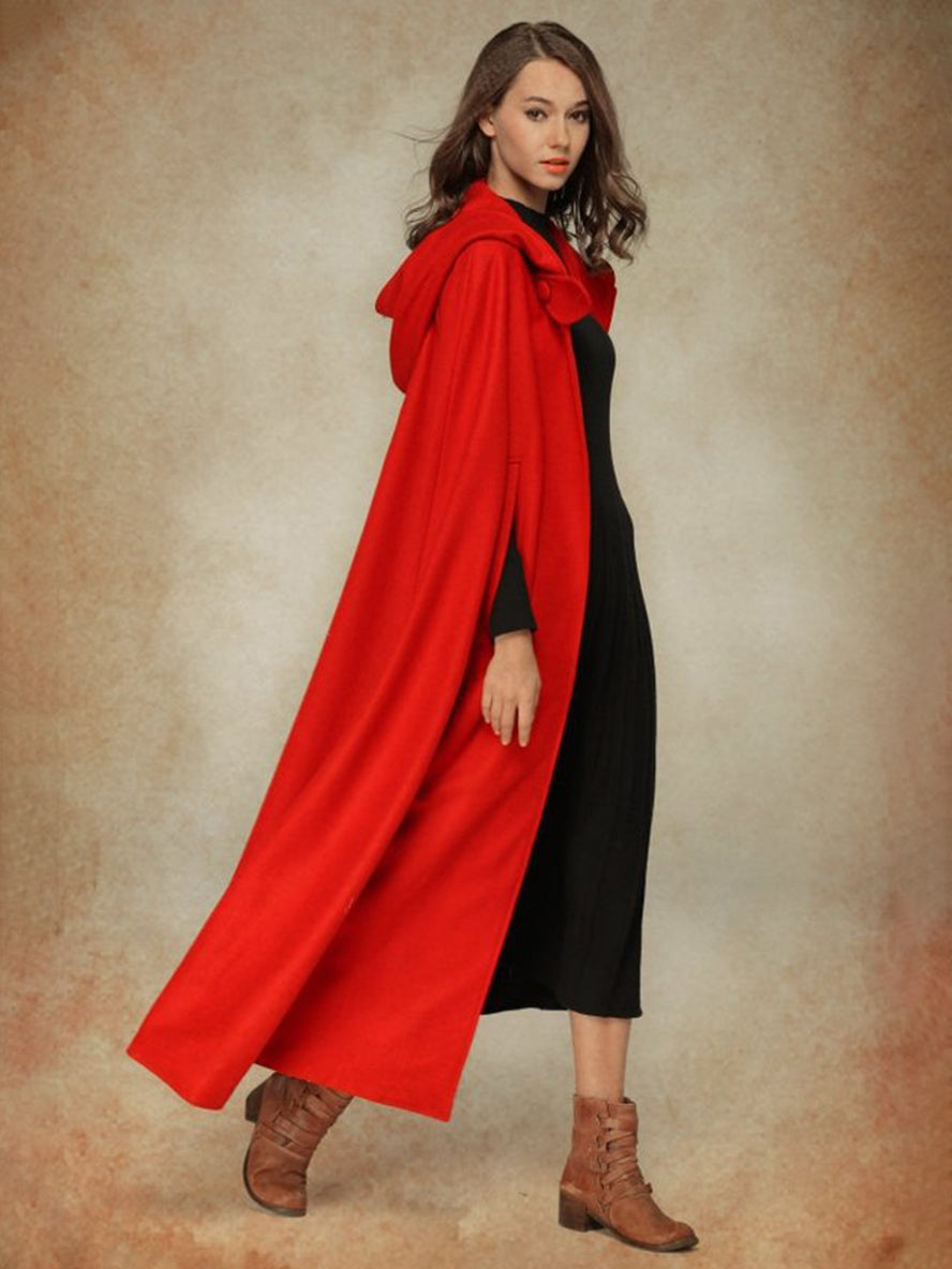 Levoire | Long Poncho Manteau Avec Capuche Asymétrique Mode Femme Vintage Cape