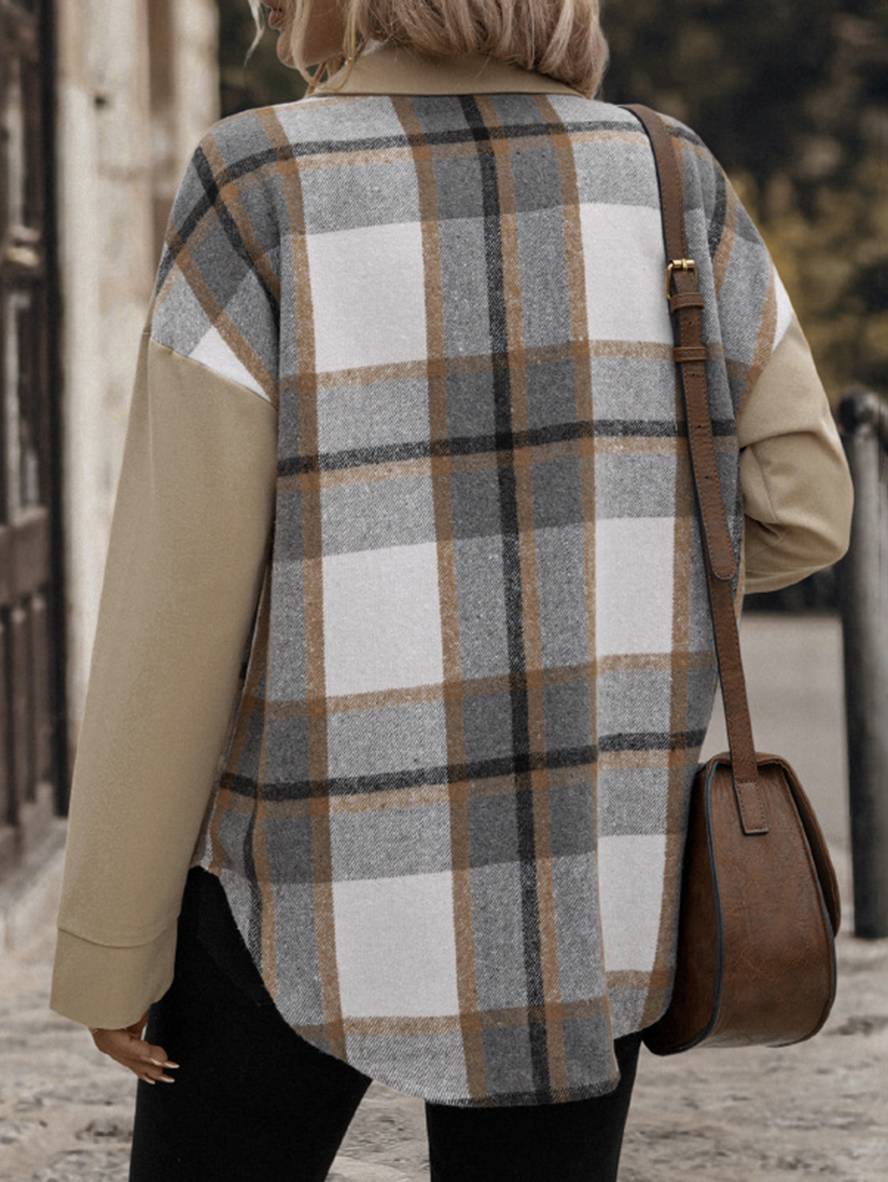 Levoire | Veste En Coton À Carreaux Fermetures À Boutons Poches Col Revers Manches Longues Dames Mode Décontractée Blouses