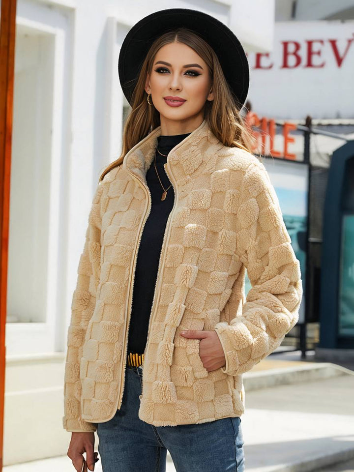 Levoire | Doudoune Avec Col Montant, Manches Longues, Poches Pour Femmes, Mode D'Hiver Décontractée, Veste Abricot
