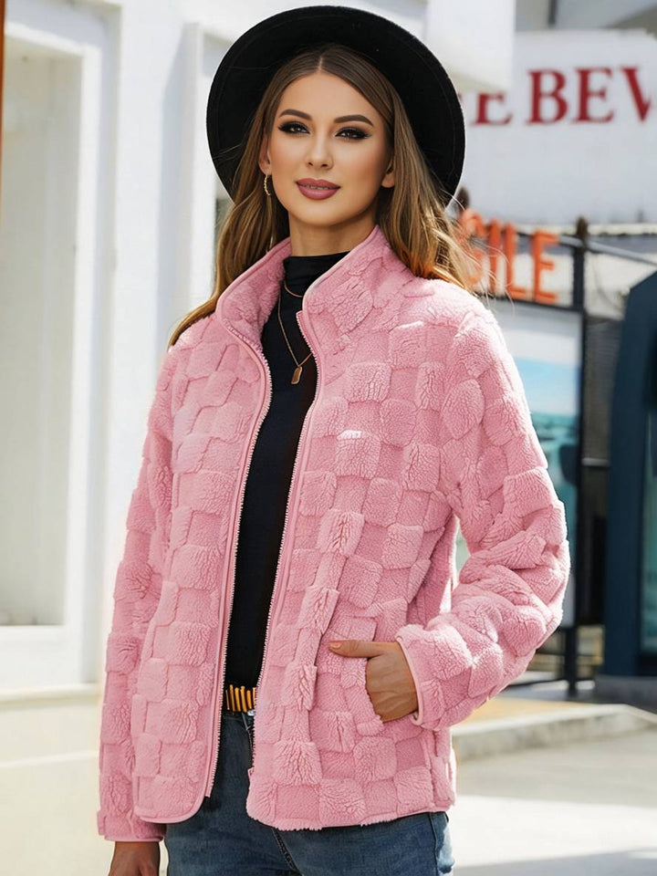 Levoire | Doudoune Avec Col Montant, Manches Longues, Poches Pour Femmes, Mode D'Hiver Décontractée, Veste Rose