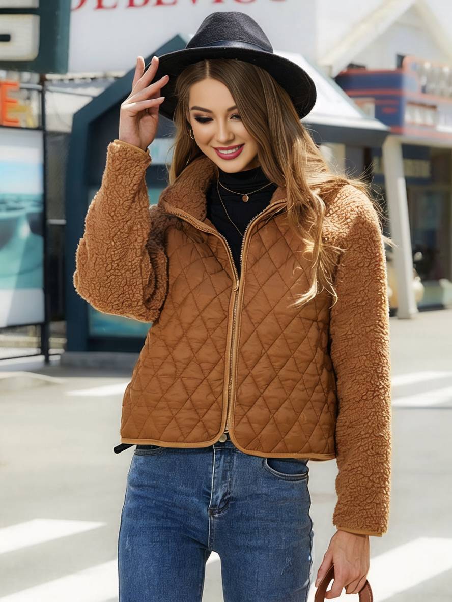 Levoire | Manteau En Polaire Avec Col Montant Manches Raglan Manches Longues Fermeture Éclair Poches Veste Décontractée Pour Femmes